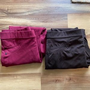 DASH Pants Lot 2 Pairs Stretch Size Petite Large Maroon and Brown